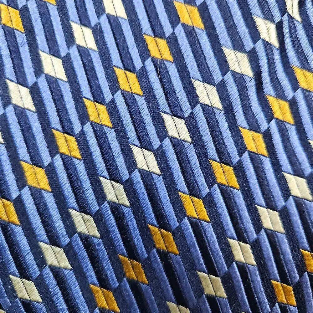 John W Nordstrom 100% Silk Neck Tie Blue Geometric Italy 62x3.75 Textured Preppy